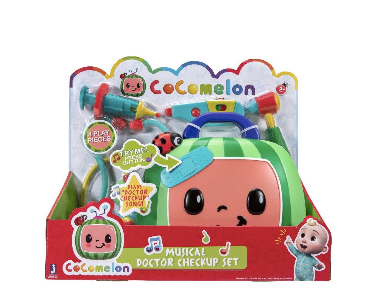 Cocomelon Musical Doctor Checkup Set Case 4 Play Pieces With Sound & Dr Song-NIB