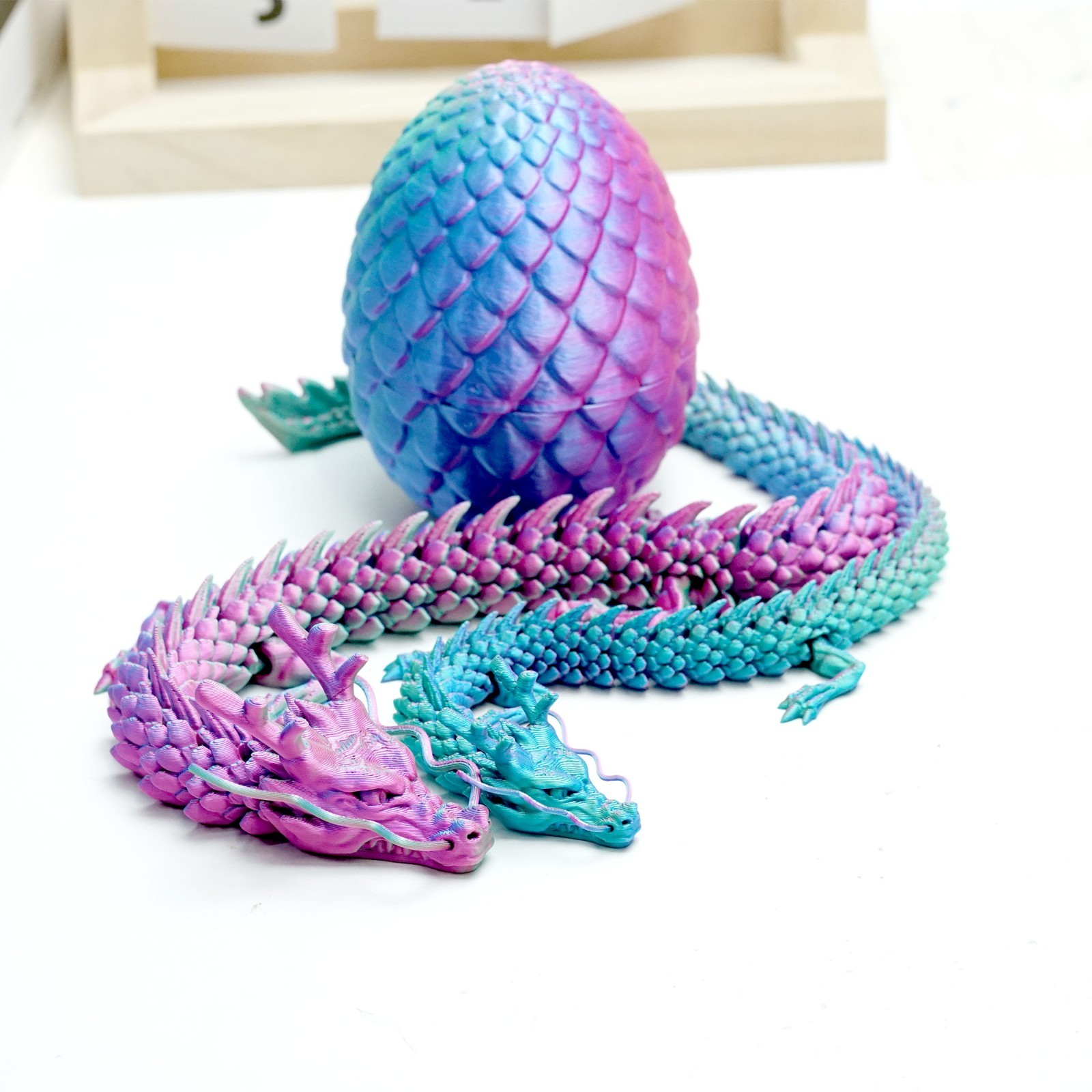 3PCS 3D Printed Dragon Egg Set Model,Articulated Animals figure,Toys Home Decor