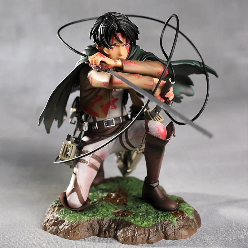 Anime Attack on Titan Levi Captain Battle Damage PVC Figure New No Box 18cm