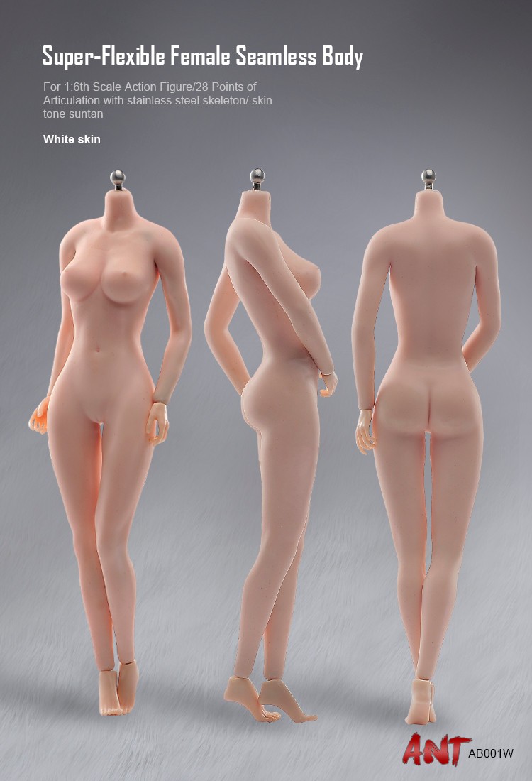 ANT 1/6 Super Flexible Seamless Female Pale Mid Bust Action Figure 12&Prime; Doll Body
