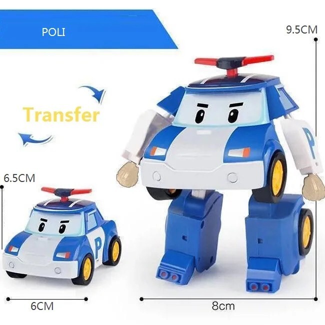 6Pcs Robocars Transformatie Robot Anime Action Figure Cartoon Toy ABS Plastic