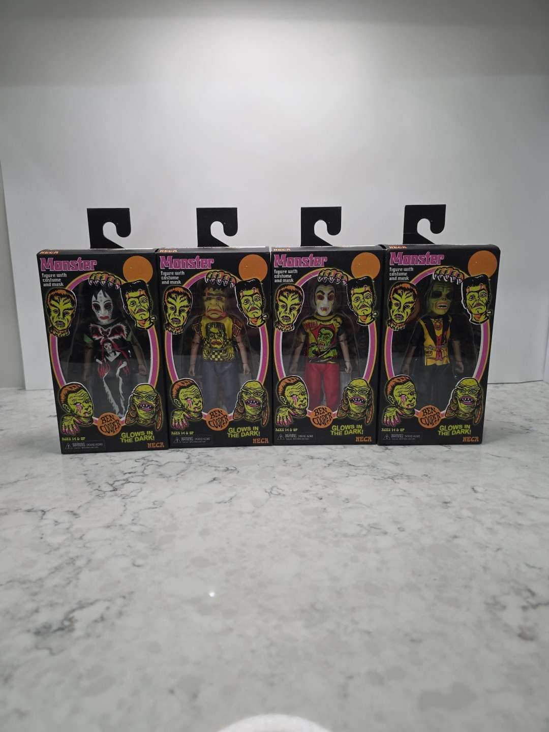 NEW NECA Ben Cooper MONSTER Action Figure w/ mask 5.5&Prime; Glows in Dark Lot Of 4