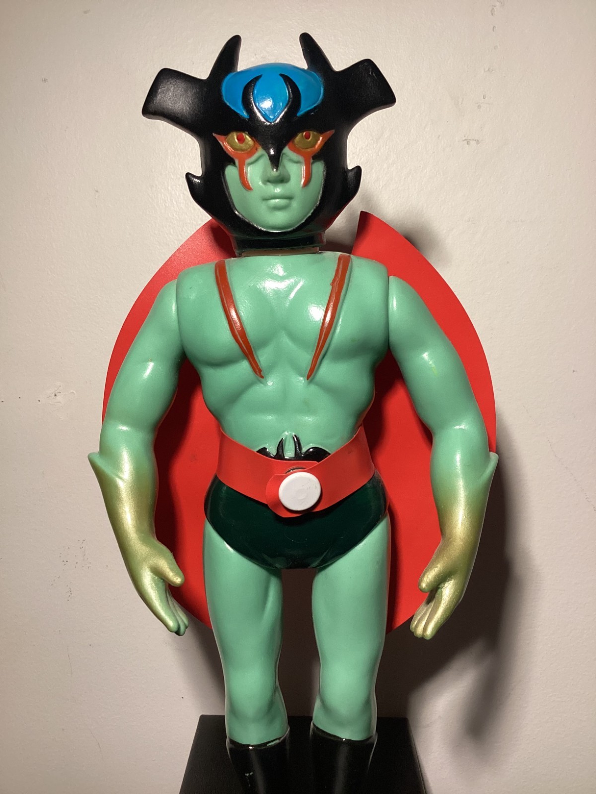 RARE VINTAGE DEVILMAN 11&Prime; 1970s SOFUBI w/MASK & Card Zollmen Bullmark Popy Nagai