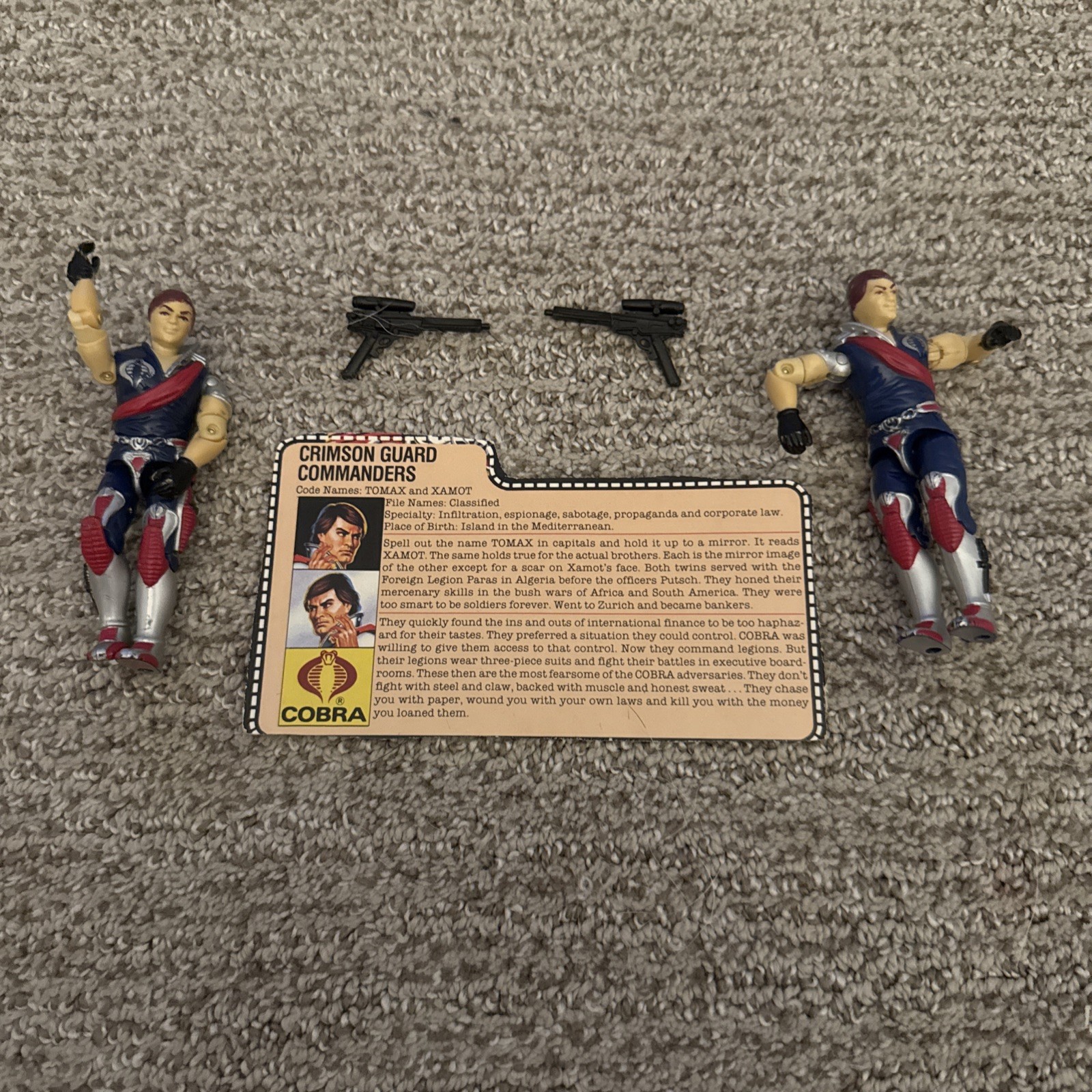 Vintage 1985 Hasbro G.I. Joe Crimson Twins « Tomax & Xamot » Figures Complete