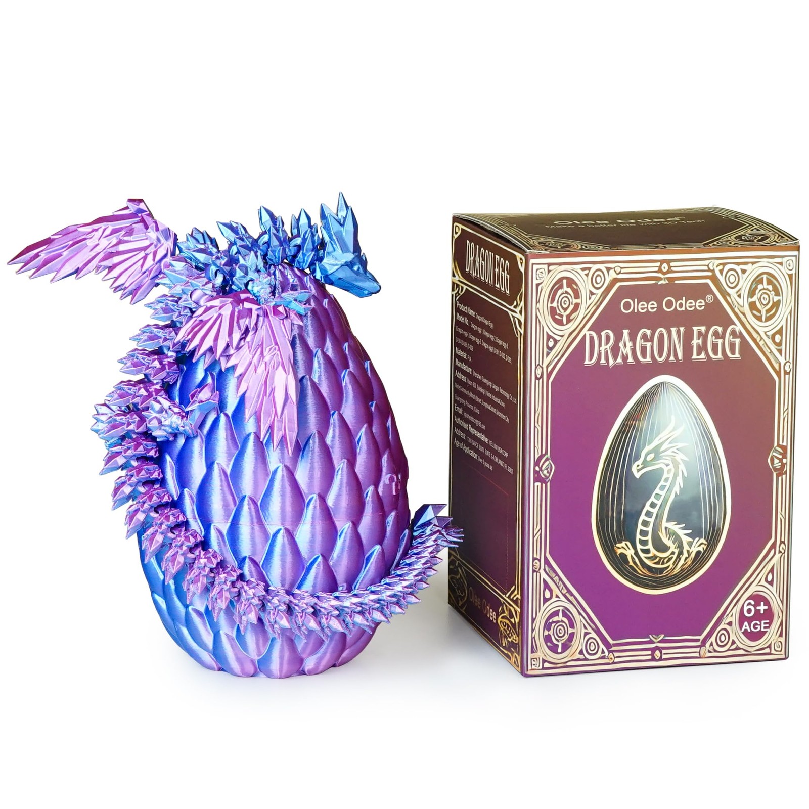 3D Printed Dragon Eggs with Articulated Fly Dragon Inside, Collectible Figuri…