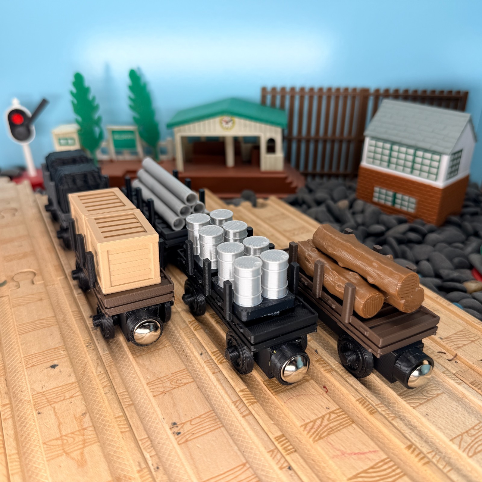 Wooden Railway SR CCT Flatbed Train with Cargo Custom Made for Thomas Train