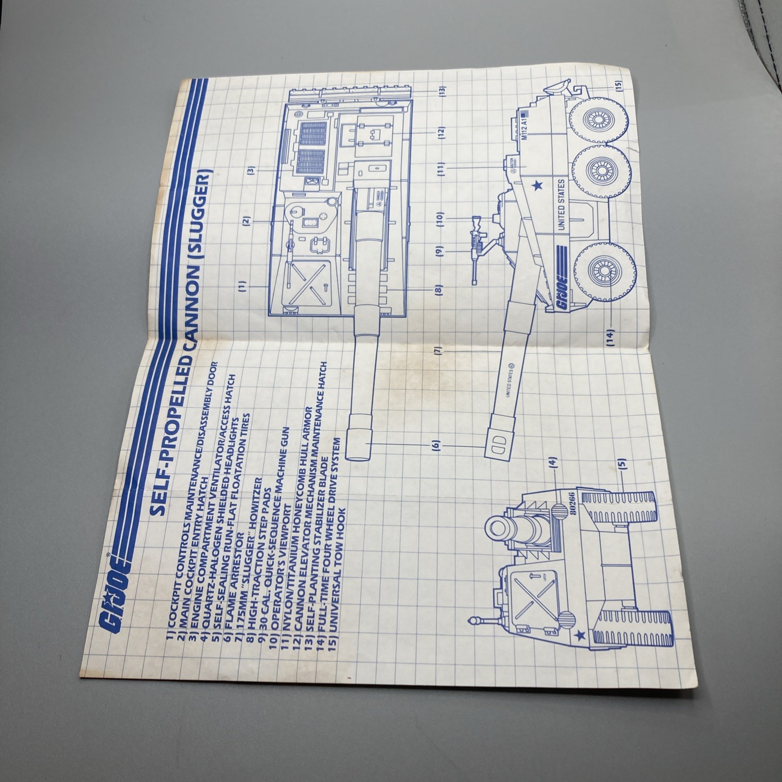 GI JOE Self Propelled Cannon (Slugger) blueprint instructions 1984