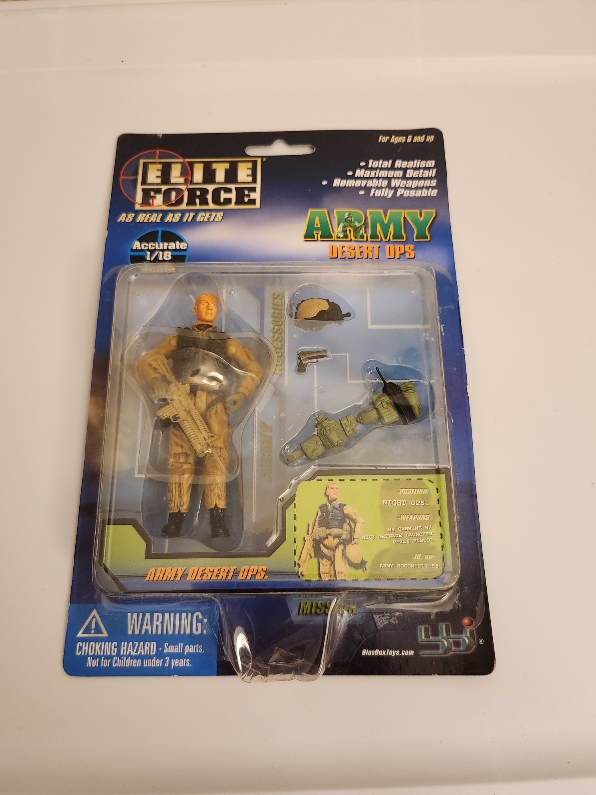 Elite Force Army Desert Ops NIGHT OPS 1/18 Scale Figure Blue Box Toys 2002
