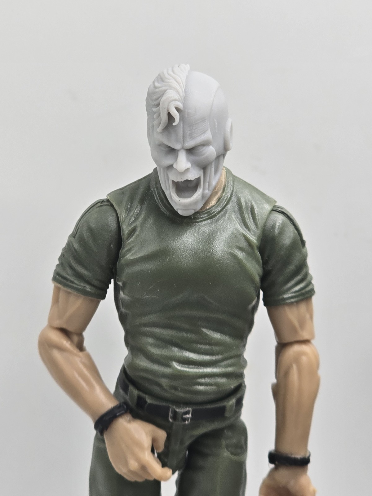 3d Printed CYBORG SUPER HERO MAN HEAD#2 1:18 3 3/4&Prime; GI Joe 25th Anniversary B122