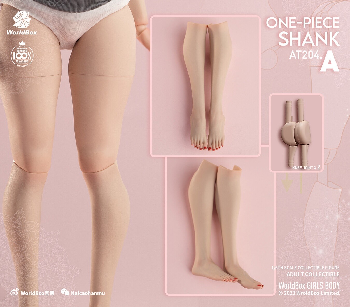 Worldbox 1/6 Fat Leg Integrated Foot Adaptor AT202 Fat Leg Edition Female Body