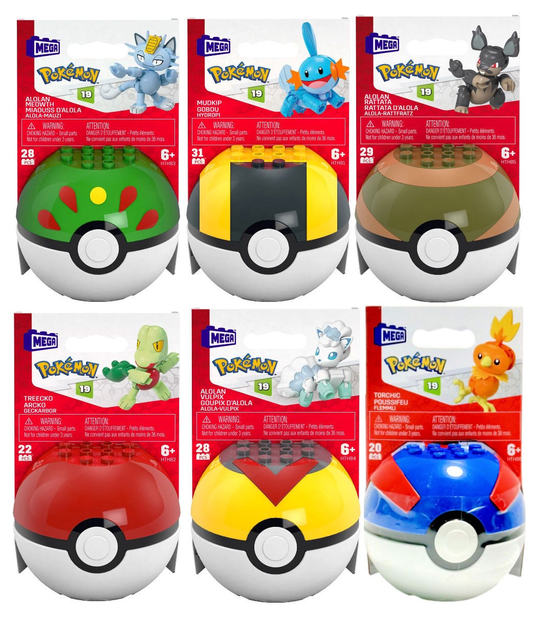 MEGA Pokémon Poké Ball Building Bundle of 6 Figures Series 19