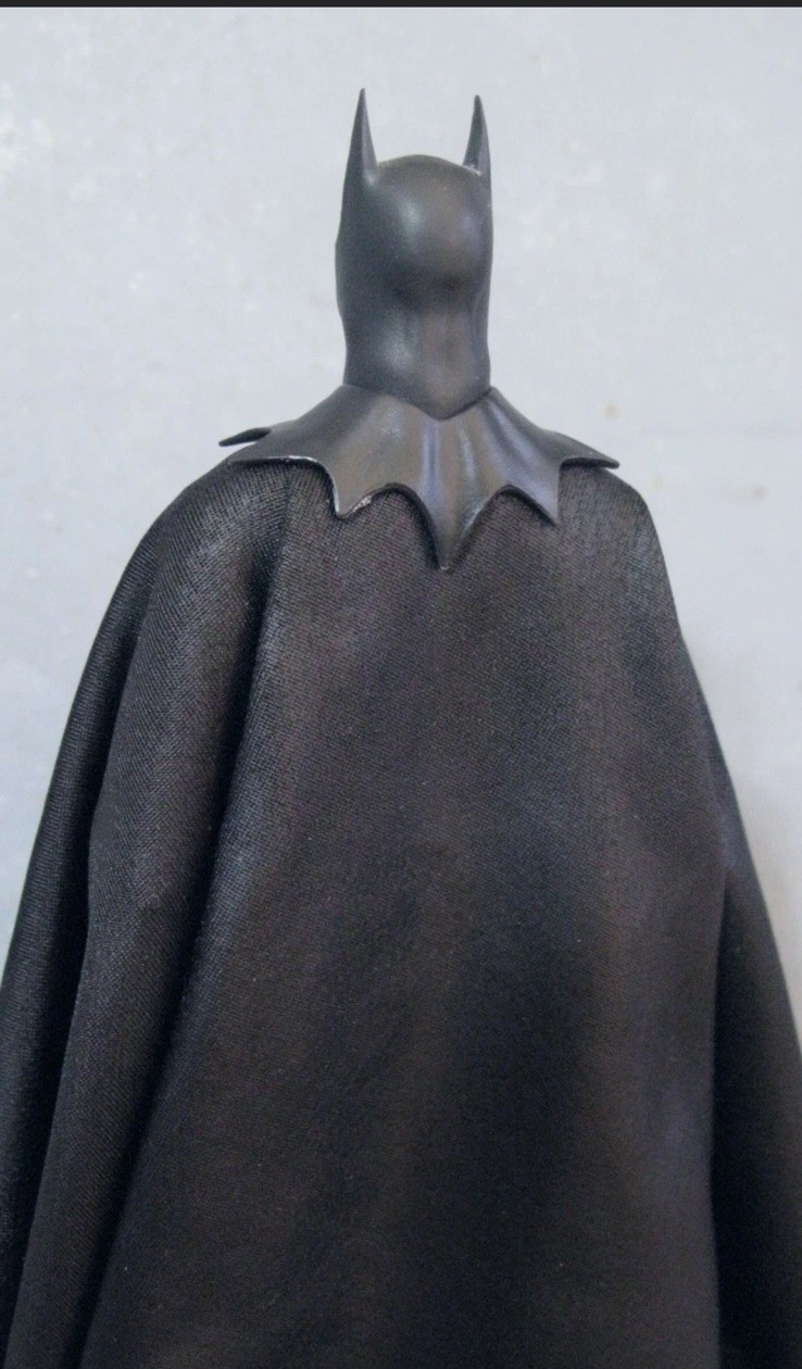 Custom Batman Returns Mcfarlane 1989 Keaton Leather Wired Cape 1/10 NOT fIGURE