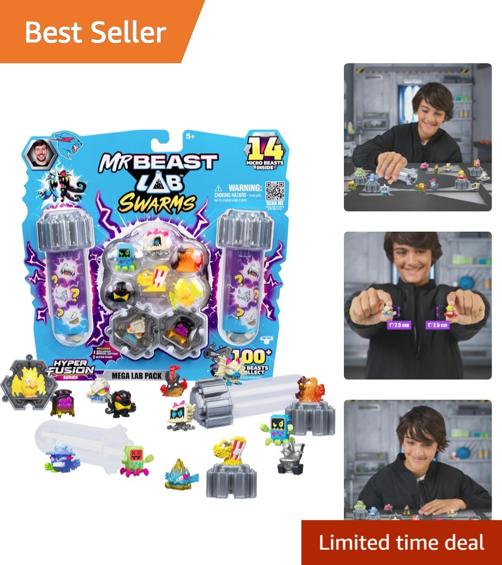 Swarms Series 3: 14 Pack of Collectible Micro Beasts with Fusion Caps & Stickers