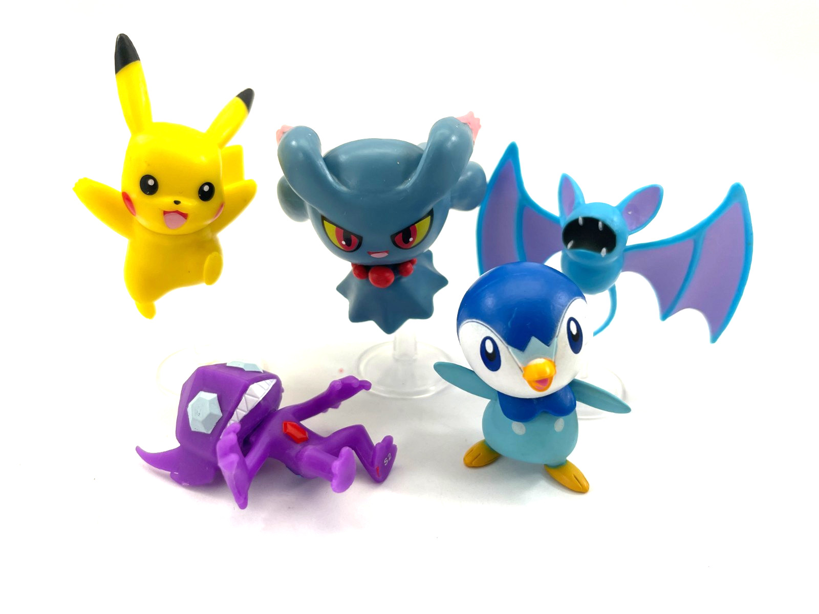 Jazwares Pokemon Figure Lot Piplup Sableye Zubat Pikachu Misdreavus with Stands