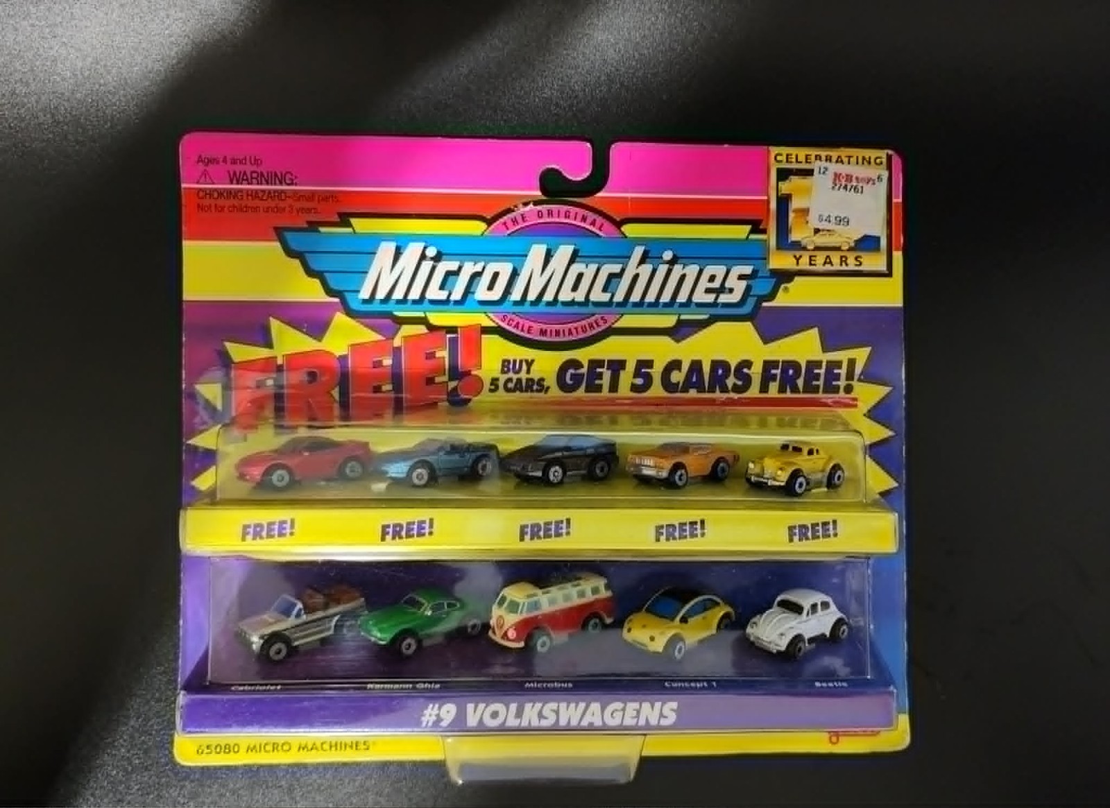 MICRO MACHINES Galoob 10 Years Volkswagens #9 1997 w 5 FREE SEALED