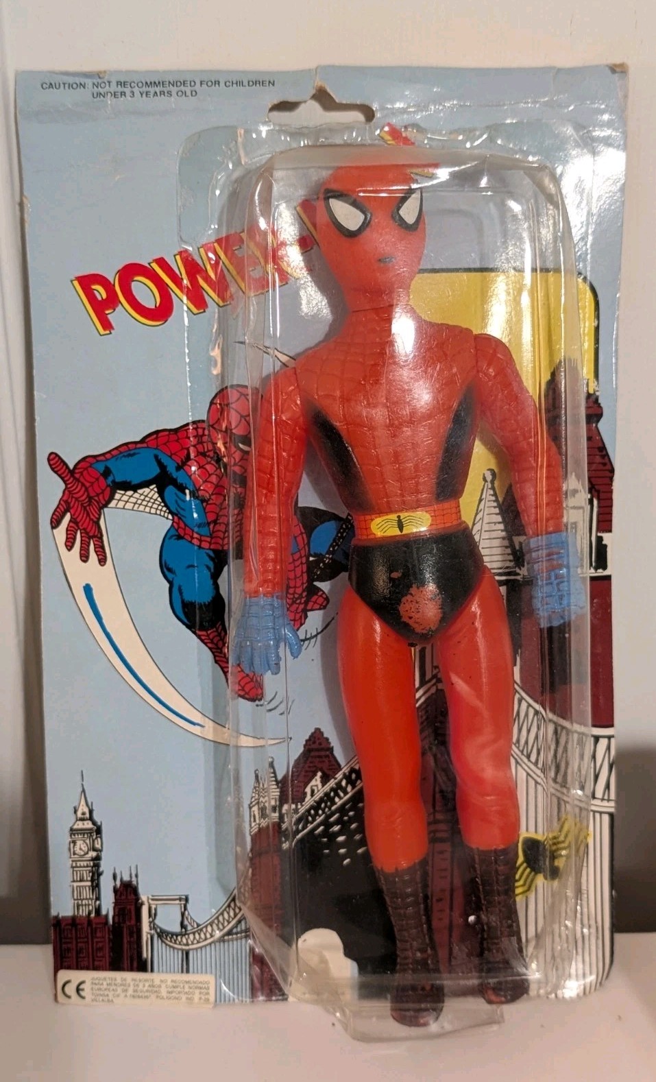 Spider Man Power Man unlicensed bootleg knock off 1980&rsquo;s 1990&rsquo;s Rack Toy