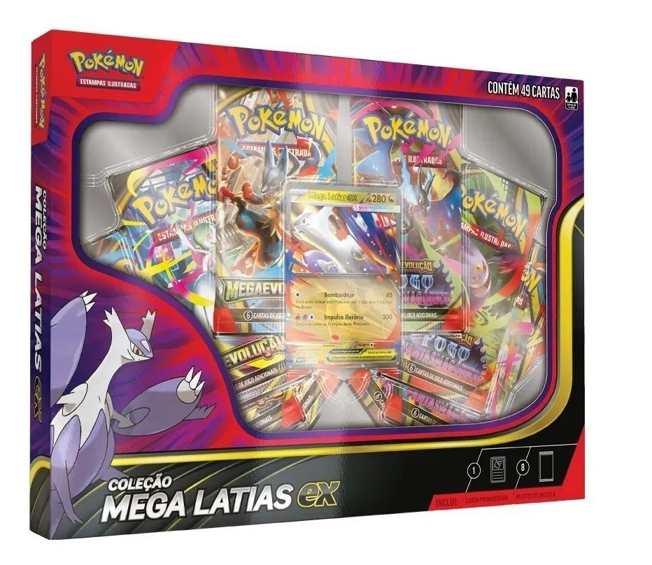 Pokemon Mega Latias EX Collection Box Set 49 Cards Brazilian Game Sealed