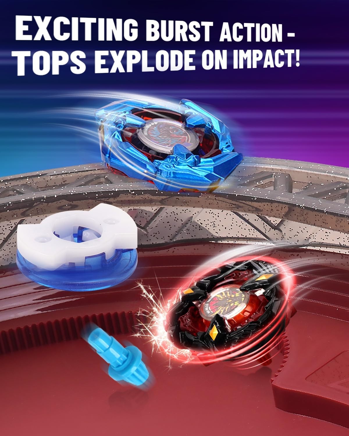 Ultimate Spin Top Battle Set – 6 Tops, 2 Launchers & Arena – Gift for Kids 6+