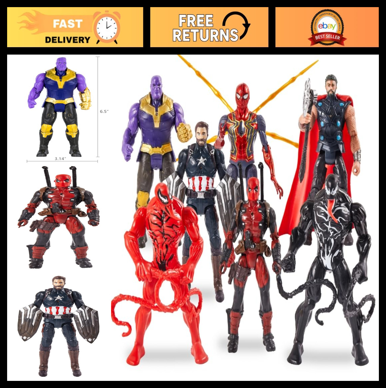 7-Piece Superhero Action Figures Set – 7-Inch Collectible Toys for Kids & Fans