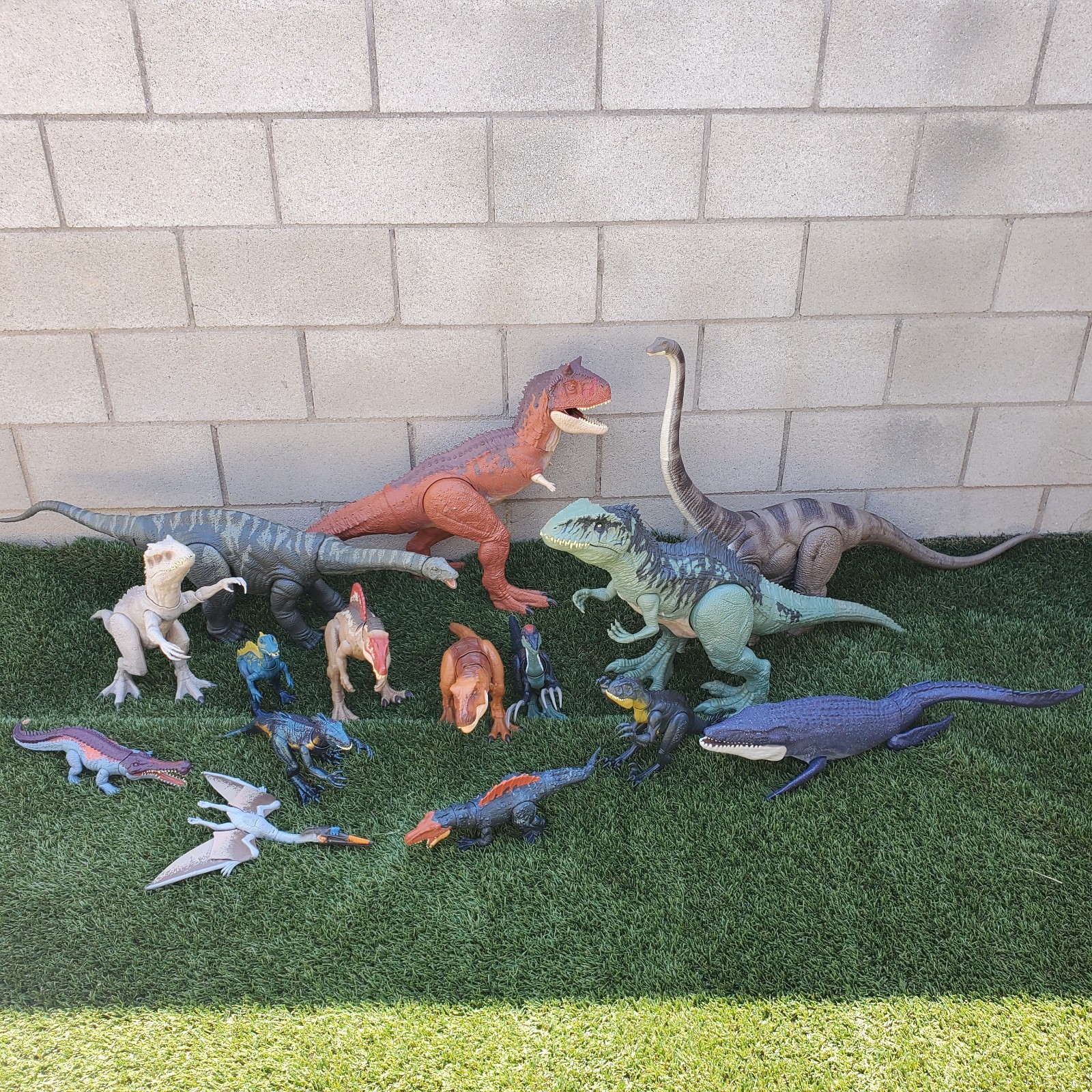 Jurassic World /Park Lot of 15 Dinosaurs, Carnotaurus Mamenchisaurus Apatosaurus