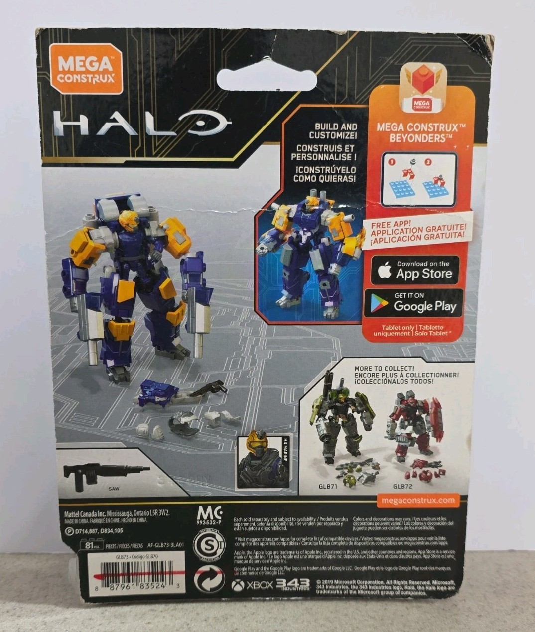 Mega Construx Halo Pro Builders Skyfire Exosuit GLB73 81 Pcs New Box Damage Blue