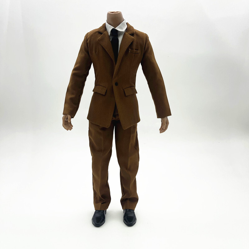 1/6 Men&rsquo;s Brown Suit Shirt Tie Pants Clothes For 12&Prime; Male Action Figure Body Toy