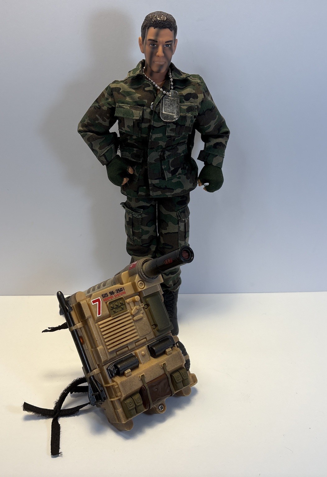 12” power team And Self Loading Missle Backpack (works) Action figure