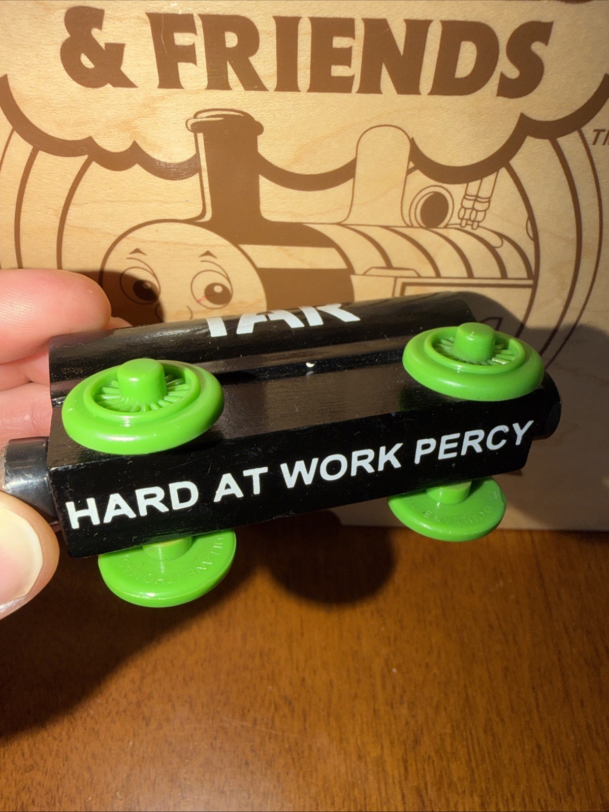 Tar TANKER ! THOMAS FRIENDS TRAIN WOODEN RAILWAY FACTORY ERROR HARD WORK PERCY