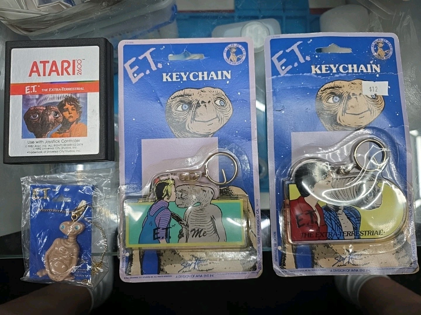 ET Extra Terrestrial Keychain Bundle 1982 Atari 2600 Necklace E.T & ME Lot Moc