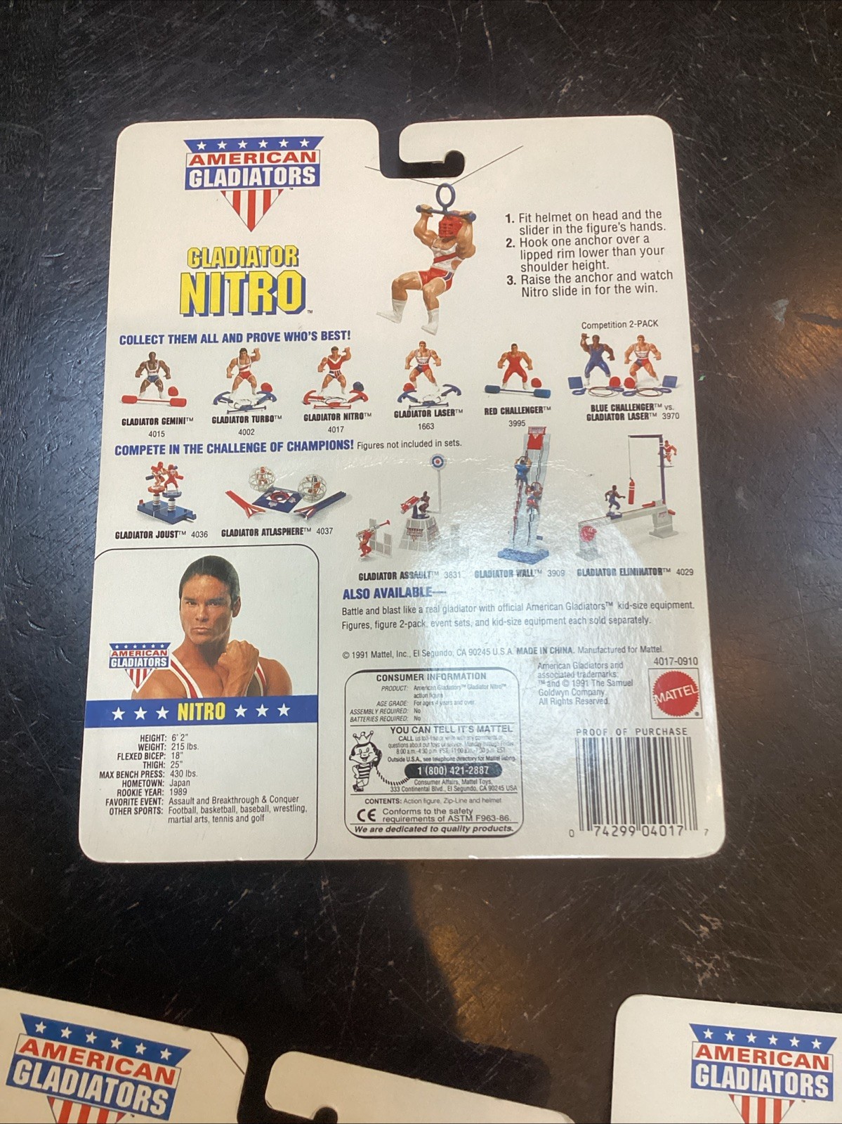 Lot 3 Laser Nitro Red Challenger American Gladiators Action Figure 1991 Mattel