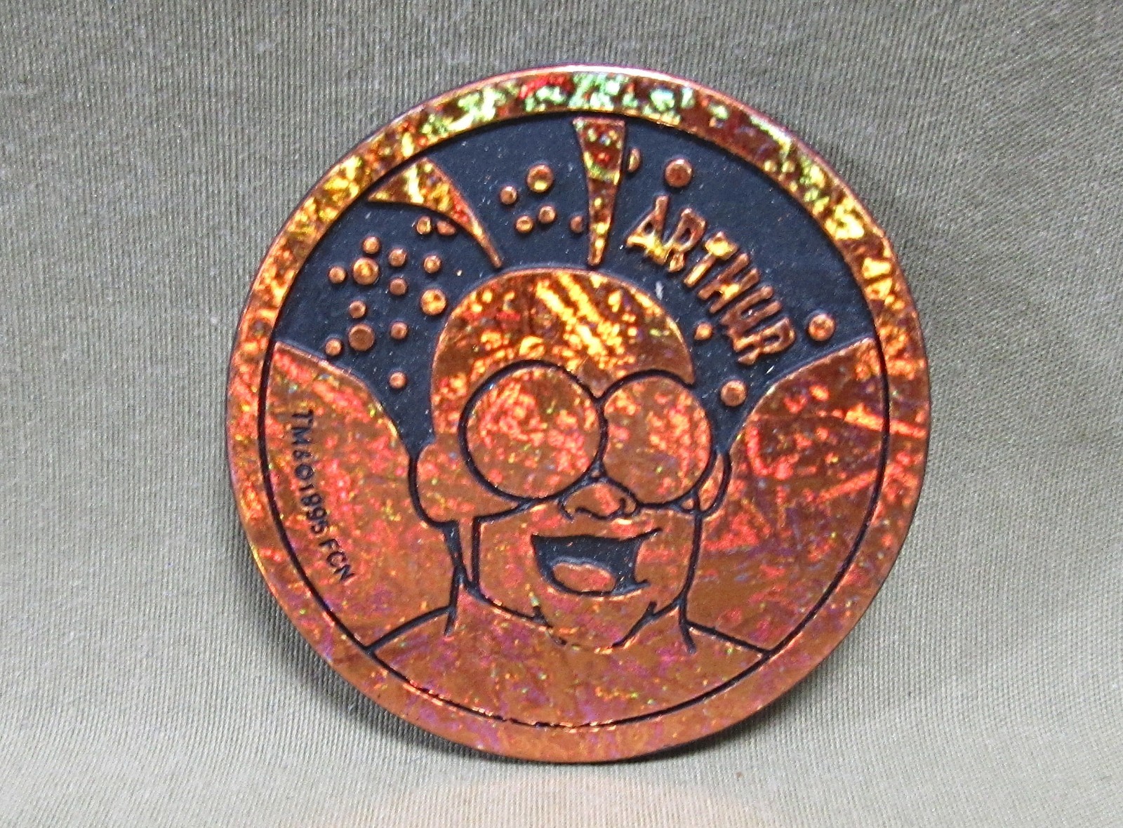 COPPER ARTHUR KINI SLAMMER 1995 The Tick Plastic Pog Milkcap Fox Network