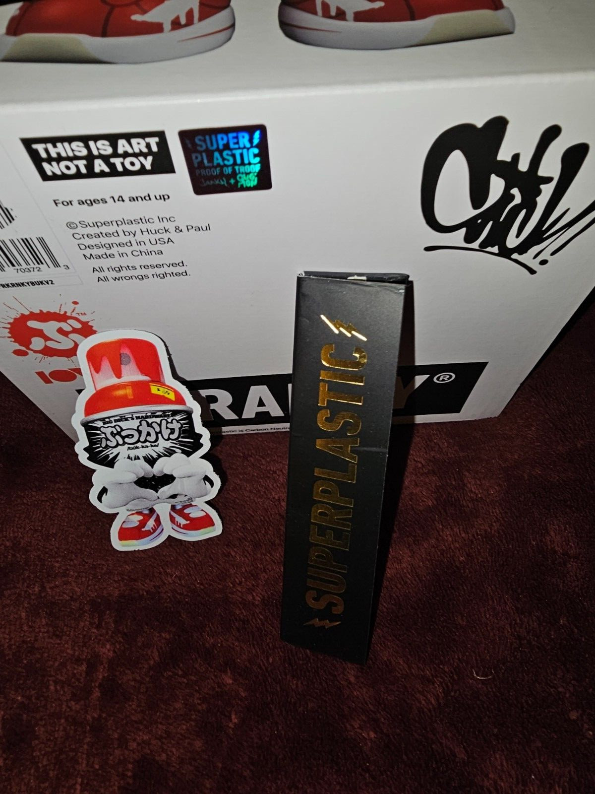 SUPERPLASTIC OG SLICK 8&Prime; LOVE RED SIGNED + STICKERS + MORE Kaws Fairey Banksy
