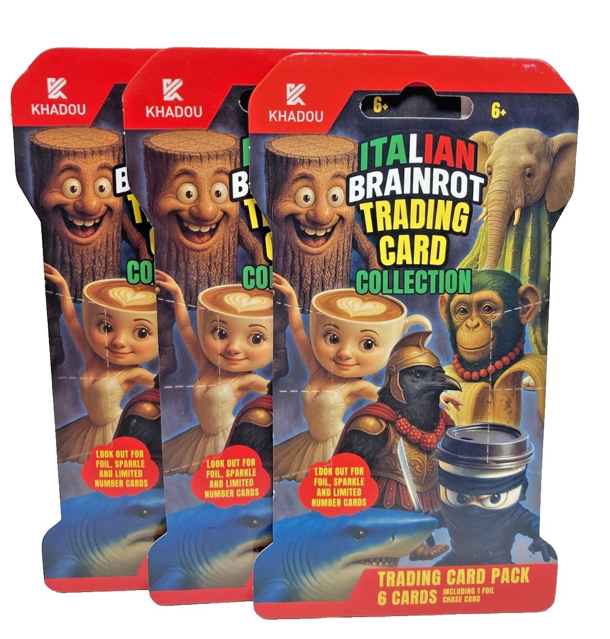 KHADOU Italian Brainrot Trading Cards includes 3 Booster Packs
