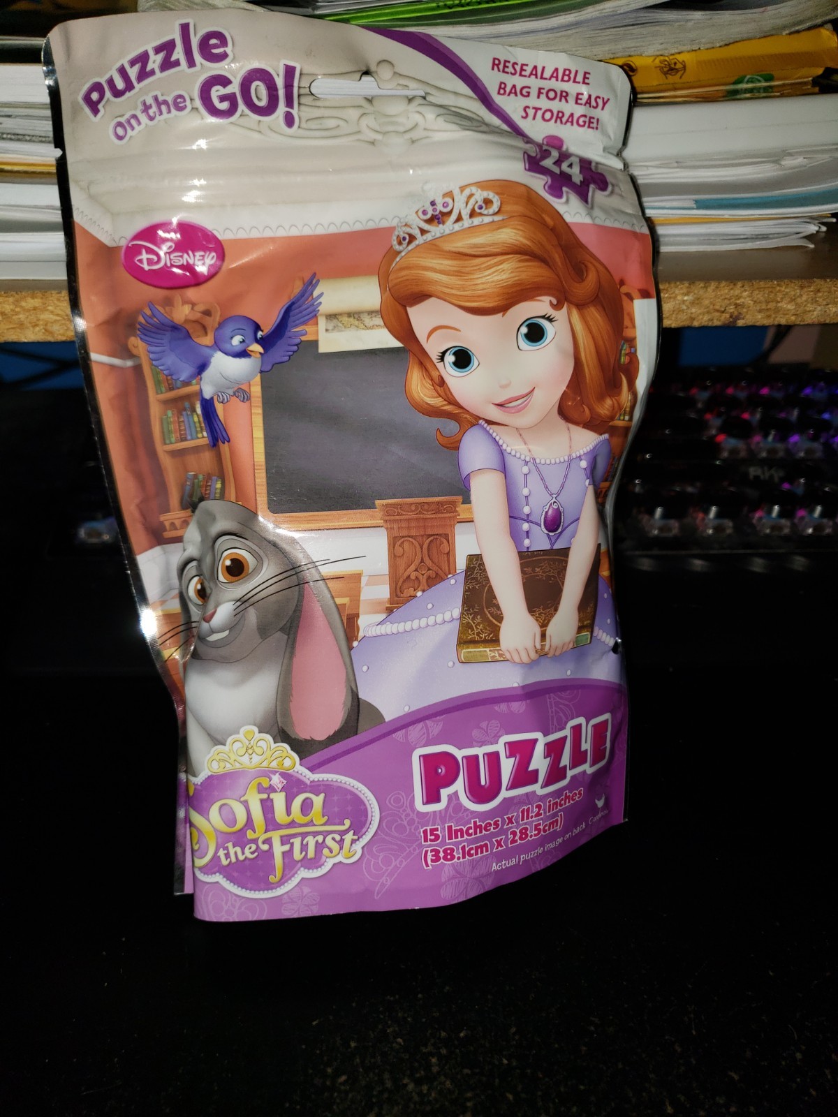 Disney Sofia The First 24 Piece 15&Prime; x 11.2&Prime; Puzzle On The Go! Resealable Bag New