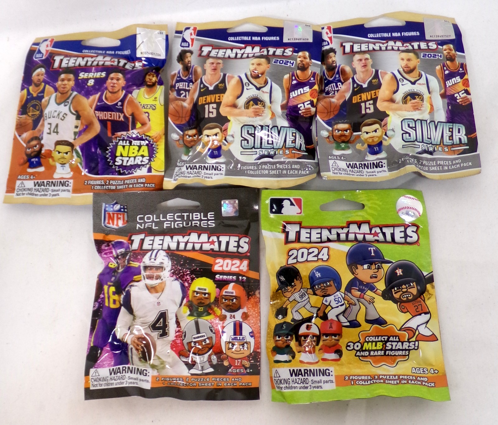 Party Animal Teeny Mates Mixed Lot of 5 MLB NFL NBA Series 12 Silver