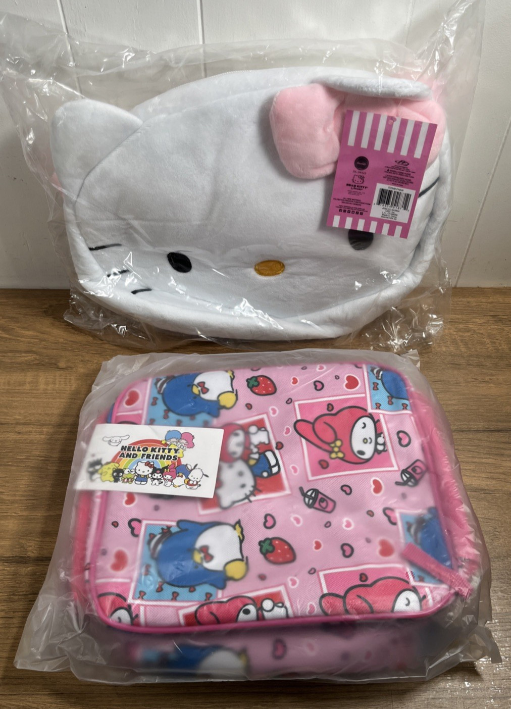 Sanrio Hello Kitty Soft Plush Crossbody Bag & Pink My Melody Lunch Bag Bundle