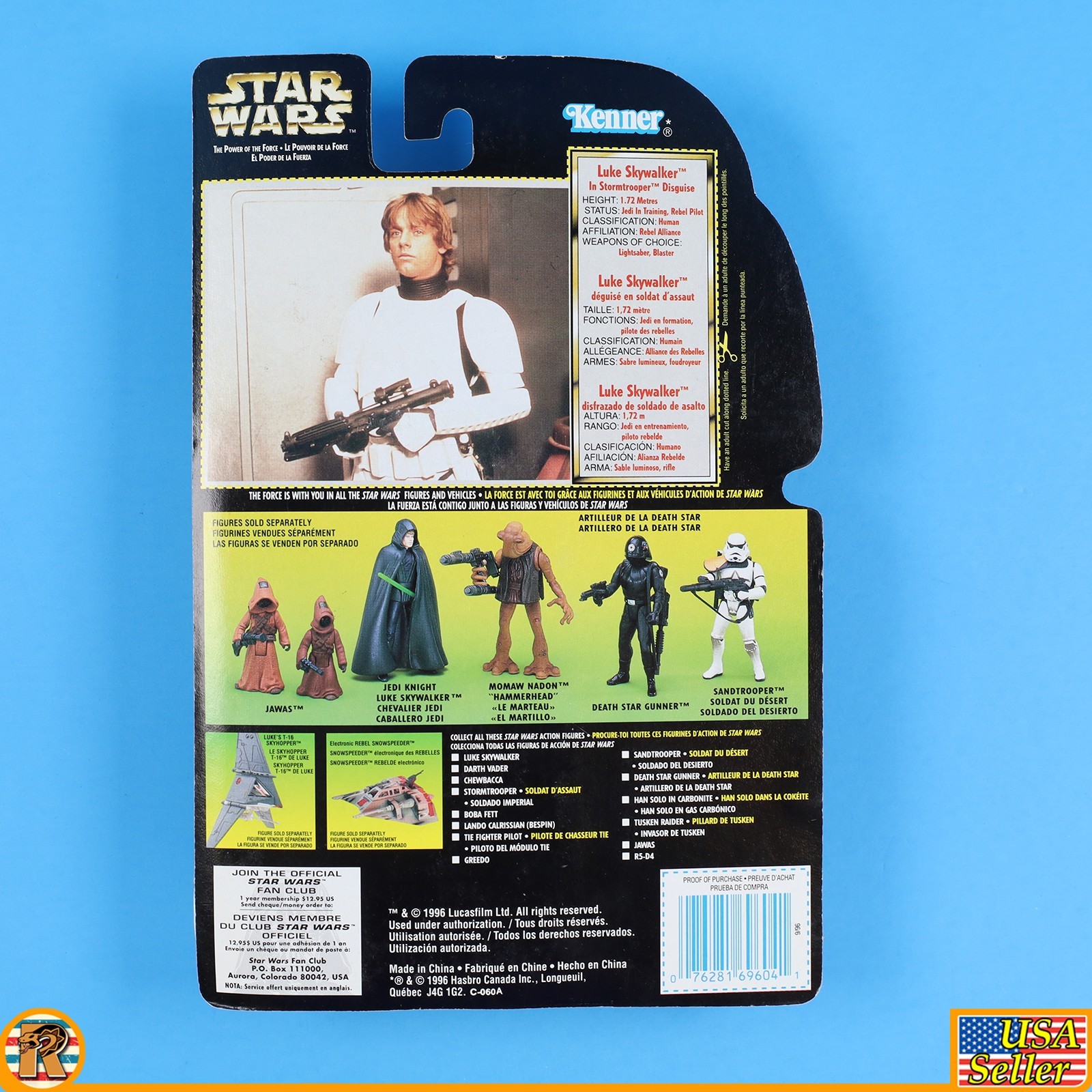 Star Wars – Luke Stormtrooper (Canada Tri Lingual) – POTF Green MOC [F-PTFG-21]