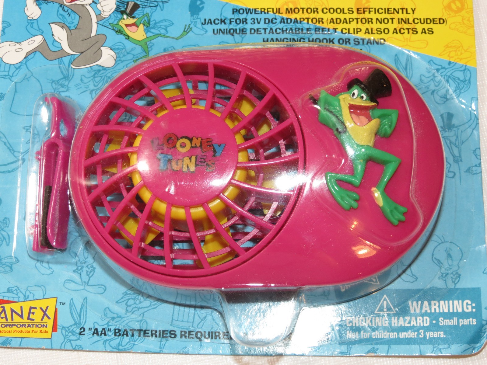 Looney Tunes Battery Powered Mini Fun Fan J Frog Janex with Belt Clip NEW