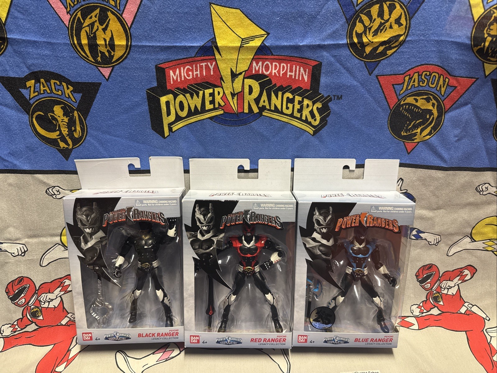 Bandai Power Rangers In space Legacy Psycho Ranger Red, Blue And Black
