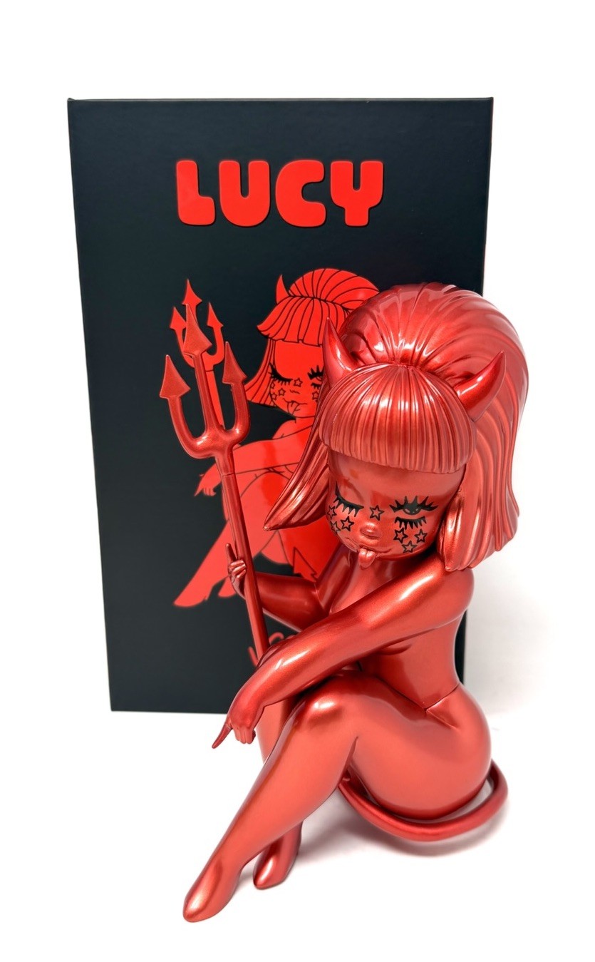 3D Retro Valfre LUCY Devil 6&Prime; Metallic Red Edition Designer Art Vinyl Toy