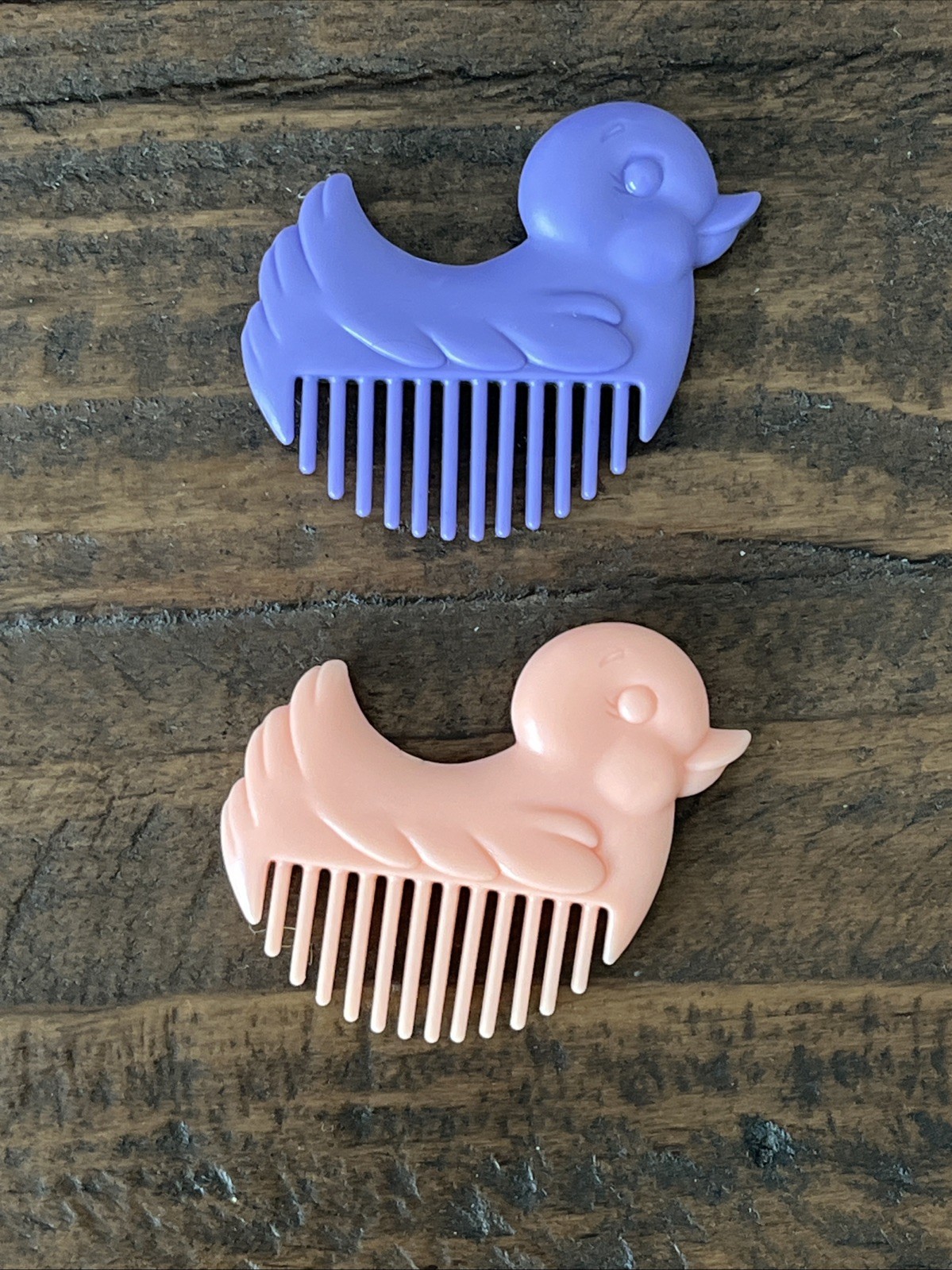 (2) Vintage My Little Pony G1 Duck Comb Bird Brush Accessory Purple Pink/Peach