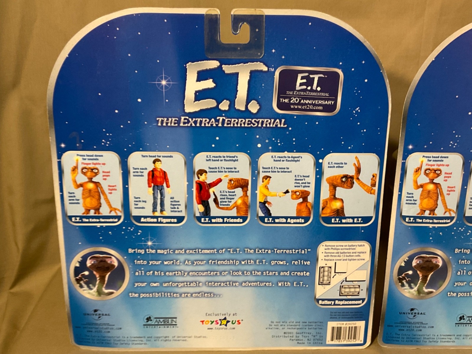 E.T. & Gertie and E.T. & Elliott Interactive Sets 2001 Toy R Us Sealed /New