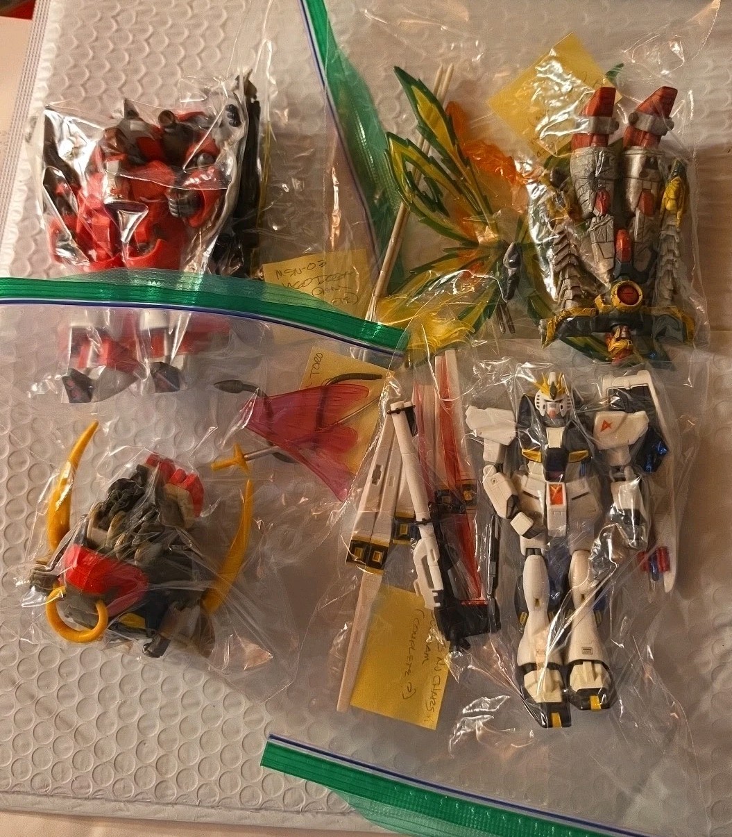 4 GUNDAM VTG TOY Lot MSN-03 JAGODOGA BATTLE SCARRED DRAGON RX-93 NU CHARS G TORO