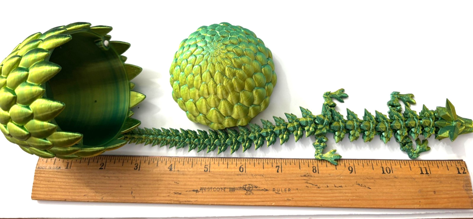 Dragon & Egg 3D Printed 12&Prime; dragon & egg for ADHD / AUTISM GREEN
