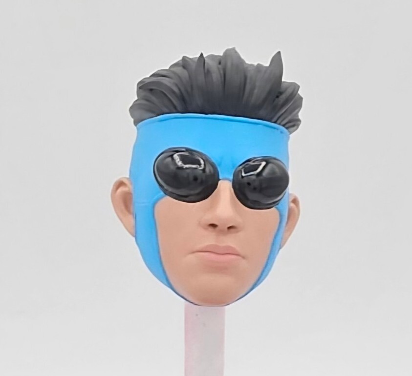 Marvel Legends Custom Invincible Blue Costume Head 1/12 Scale Painted