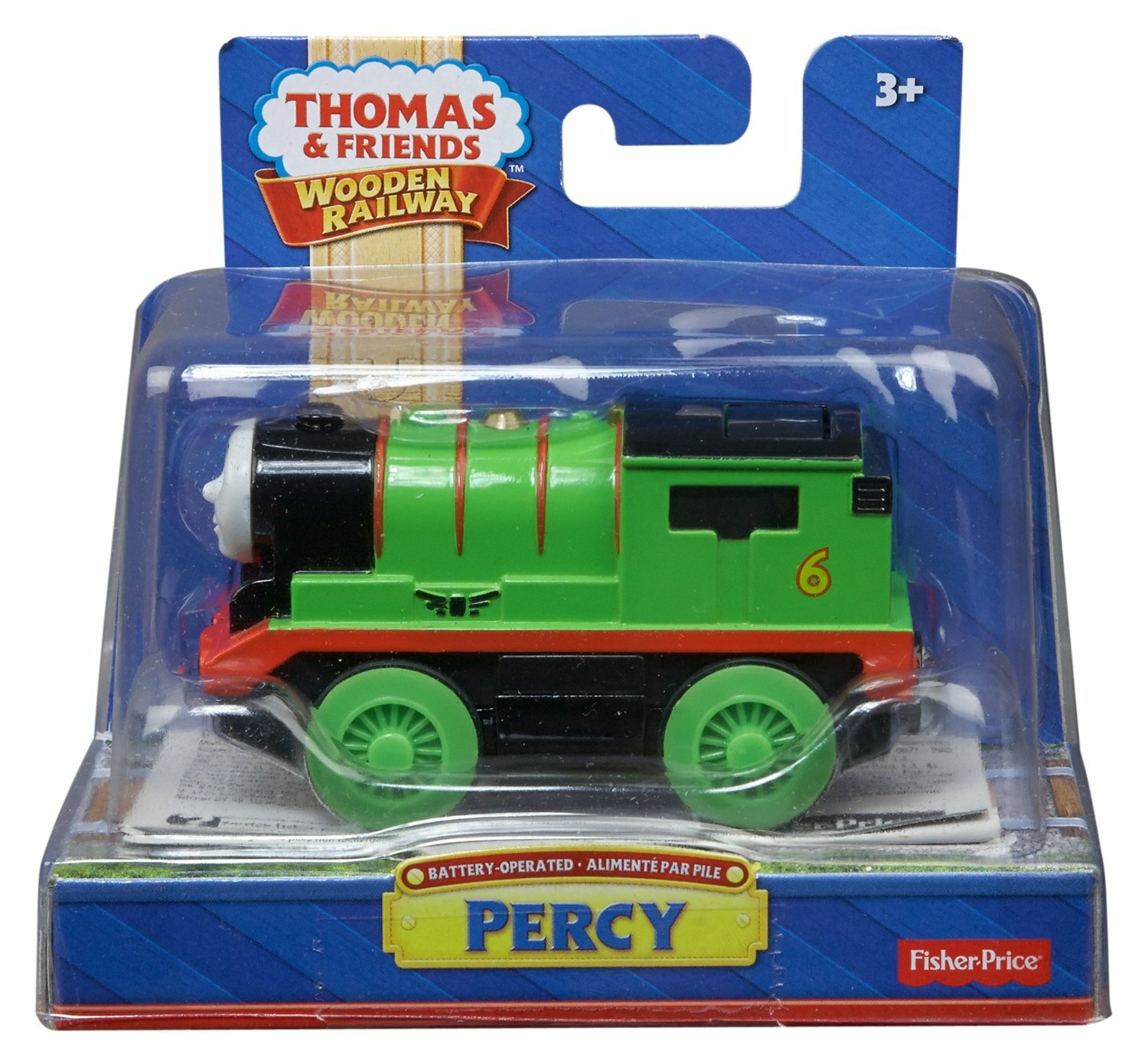 BATTERY OPERATED PERCY ~ THOMAS & FRIENDS WOODEN RAILWAY ~ IN USA Y4423