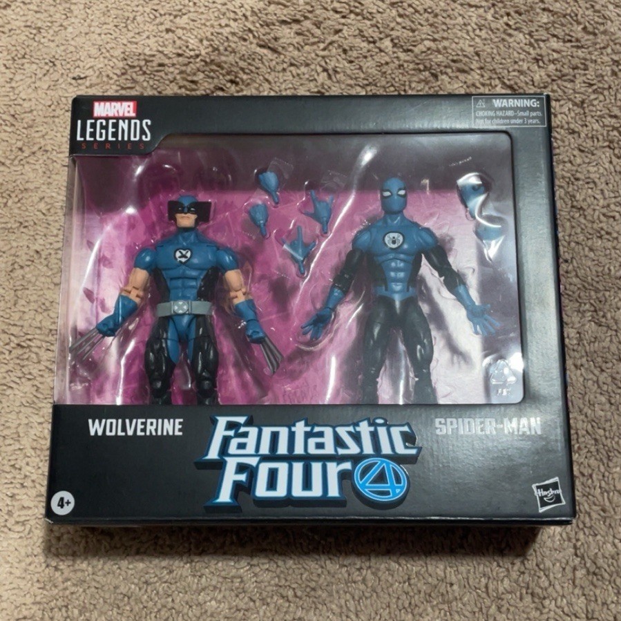 Marvel Legends Series Fantastic Four Blue Wolverine & Spider-Man Set Boxed