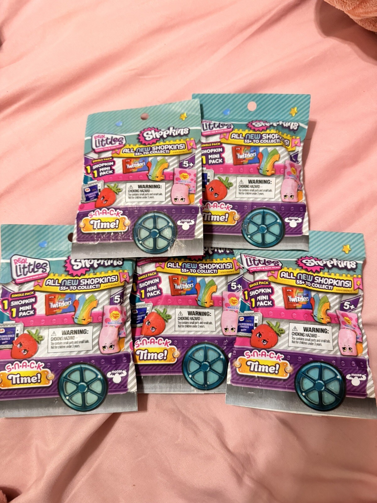 Shopkins REAL LITTLES Snack Time 1 Mini Pack Blind Bag NEW Sealed -Lot of 5