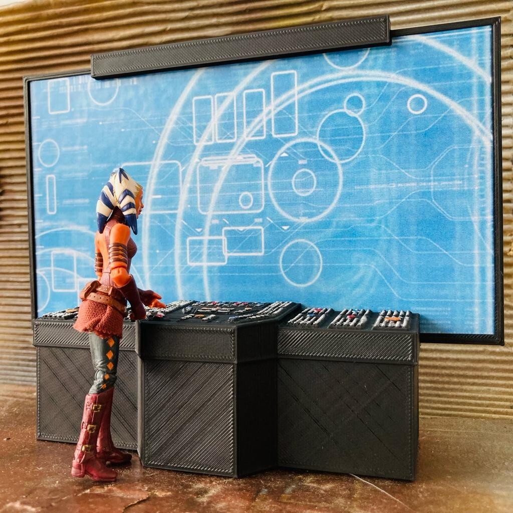 Custom Sci-Fi Tactical Screen / Computer for 3.75 IN (1:18) Figure Diorama