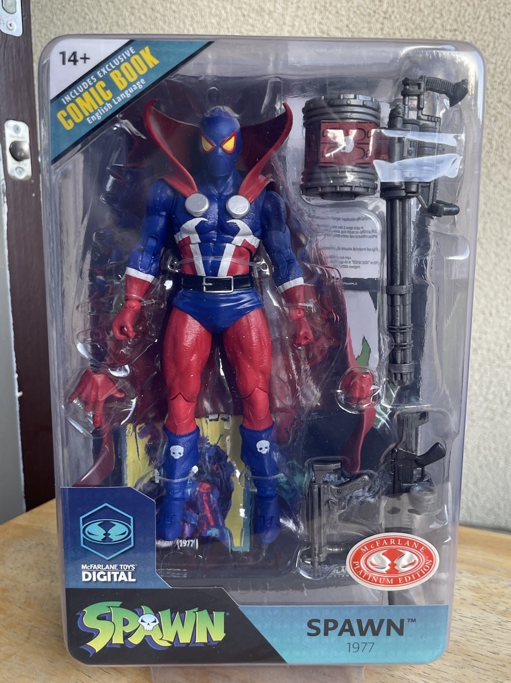 McFarlane Toys Digital Spawn 1977 Red Platinum CHASE Figure Red White Blue New